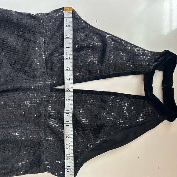 Anthropologie Raga After Dark High Neck black Glitter Mini Dress Size Small NEW - Picture 9 of 12